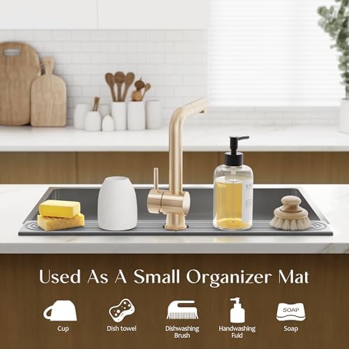 eormoe 30 inch Kitchen Faucet Absorbent Mat - Diatomaceous Earth Splash Guard for Sink Faucet, Aesthetic Water Absorbing Stone Tray in The Modern Home(Grey, 30" x 3.9") - Image 5