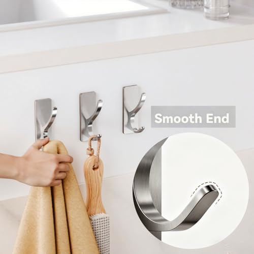 pickpiff 10 Pcs Brush Nickel Self-Adhesive Hook, 13LB Hanger for Coat/Towel - Image 5