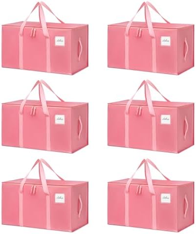 Moving Bags Heavy Duty Bubblegum Pink – Large Packing Bags for Moving, Extra Large Storage Totes with Zippers and Handles by TIIOCTI