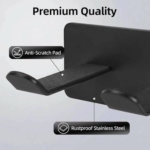 Hair Dryer Holder Wall Mount, Universal Hair Dryer Hanger for Bathroom/Bedroom/Barbershop, 304 Stainless Steel Organizer with 3M Adhesive, No Drilling Space Saver (Black) - Image 2