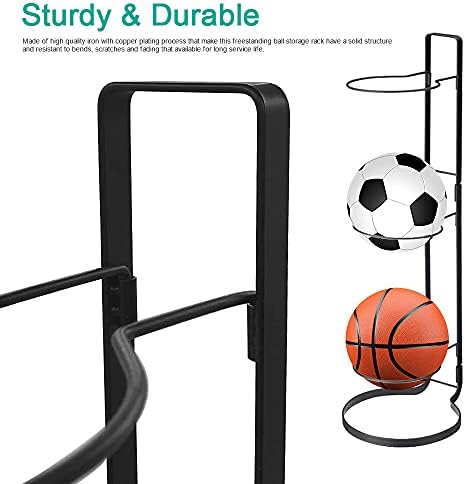 3-Tier Sports Ball Storage Rack Freestanding Wall Mount Ball Organizer - Image 3