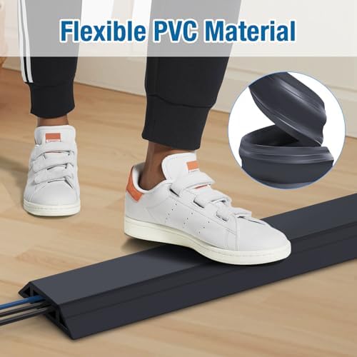 Eapele Floor Cord Cover 6.5ft Cord Covers for Wires on Floor, Heavy Duty Extension Cord Cover, Rubber Floor Cable Cover, Prevent Trip Hazard for Sidewalk Home Office Outdoor or Indoor Settings - Image 5