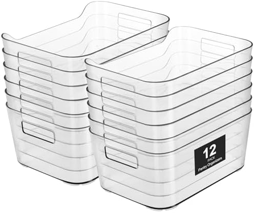 Heyuzb Pantry Organizers Storage, Clear Storage Organizer Bins 12 PACK by HEYUZB