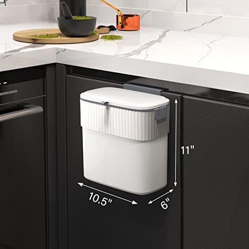 ELPHECO Hanging Trash Can with Lid, 2.5 Gallon, Kitchen Compost Bin - Image 2