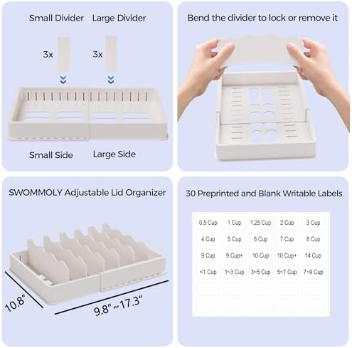 SWOMMOLY Expandable Food Container Lid Organizer for Kitchen Cabinet - Image 6