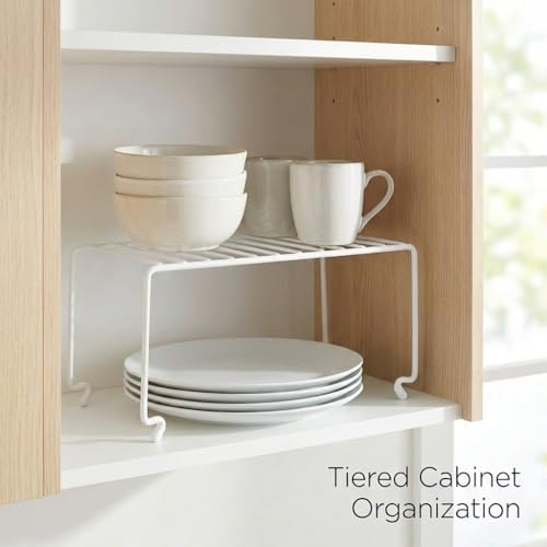 4-Pack Small (10.8x5.3inch) White Stackable Shelf Organizer Rack, Wire Shelf Rack for Kitchen Cabinet, Pantry, Desk Organization and Storage, Rustproof - Image 6