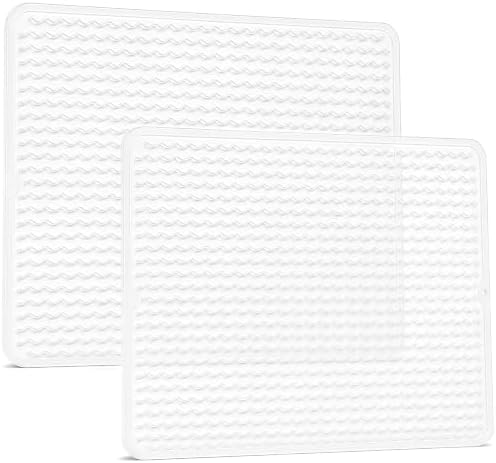 2 Pack Silicone Dish Drying Mat for Kitchen Counter Shower Caddy Rack Waterproof Under Sink Placemats Trivets Coffee Bar Accessories Dog Cat Must Haves Extra Large 24"x18" Transparent by AOTASO