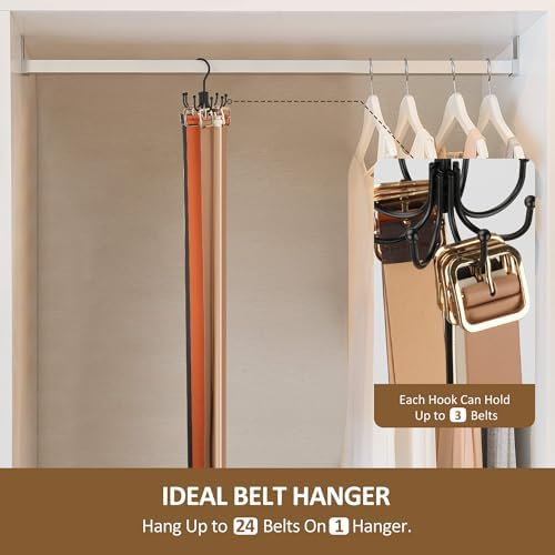 ZEDODIER Belt Hanger, Belt Rack Closet Accessories Organizer, Maximum 24 Storage Capacity, Hanging Holder Storage Hook for Belt, Bra, Tank Top, Tie, Scarf, Purse, Black - Image 3