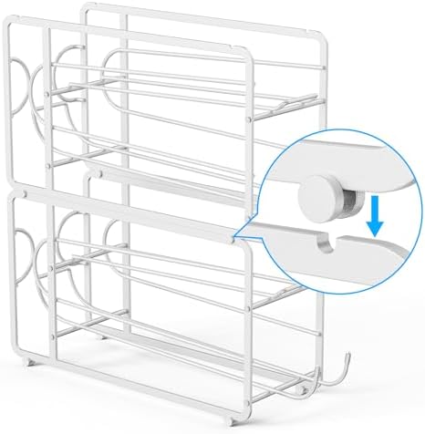 Canyave Soda Can Organizer Storage Rack, 2 Pack Stackable Beverage Soda Can Dispenser Organizer Holder for Refrigerator, Cabinet, Pantry (White) - Image 6