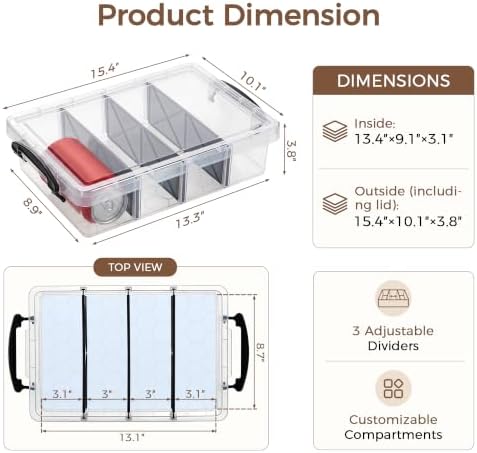 Citylife 2PC Clear Craft Organizers and Storage with 3 Removable Dividers - Image 2