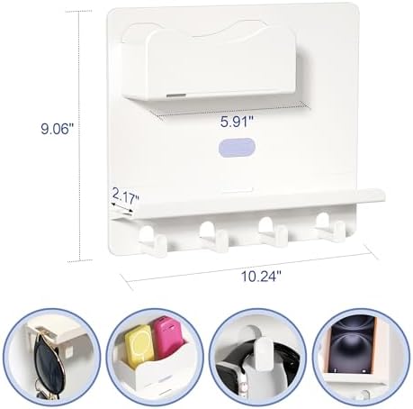 Floating Shelves for Bedside Shelf Accessories Organizer, Wall Mount Self Stick On, Cute Room Decor Aesthetic, Girls Room Decor, Cool Stuff for Bedroom Storage and Organization White - Image 2