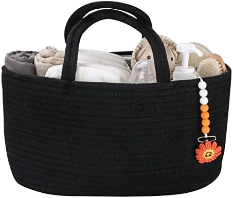 XUANGUO Cotton Rope Baby Diaper Caddy Organizer Basket for Boys Black by XUANGUO
