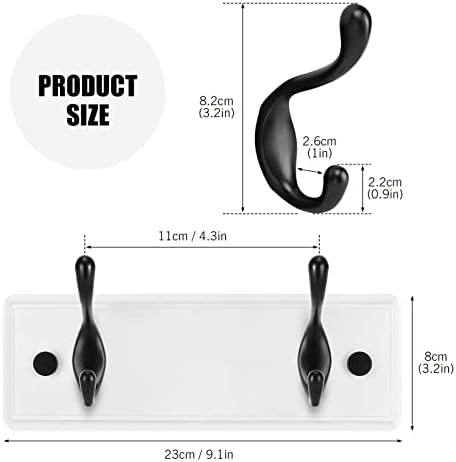 Heavy Duty Wooden Coat Rack, Wall-Mounted, Black Hook White Board, 9 Inch - Image 2