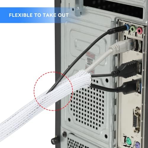 AGPTEK Cable Sleeve, 10ft - 1.5 inch Cable Management Cord Hider, White - Image 4