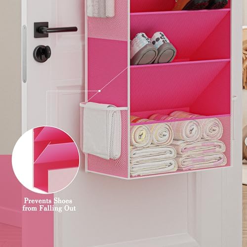 Criusia Shoe Storage, Over the Door Shoe Organizer, Hanging Closet Shoe Storage with Large Deep Pockets, Fits 16–24 Pairs of Sneakers, Sandals, Boots, Pink - Image 6