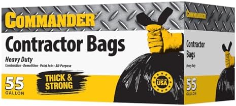 Commander 55 Gallon 3 MIL (eq) Heavy Duty Contractor Bags with Flap Ties - 36" x 56" with flaps - For Contractor,Industrial,& Outdoor,(Pack of 20) - Image 2