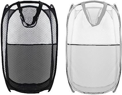 Collapsible Pop Up Laundry Hamper, Extra Large Mesh Foldable Laundry Basket, 28" x 16" x 16", 2 Pack (Black + Grey) by BuyongwantJewelry