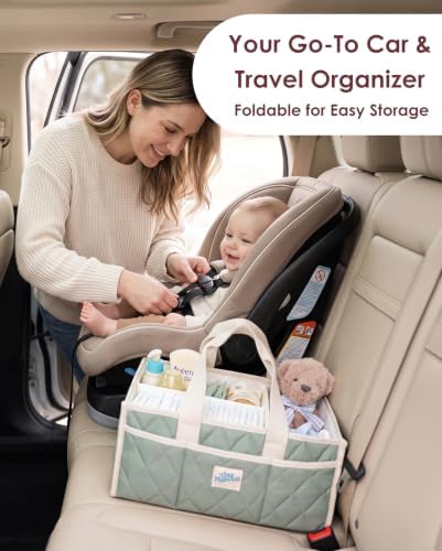 Diaper Storage Caddy – Nursery Basket with Removable Divider and Pockets - Image 5