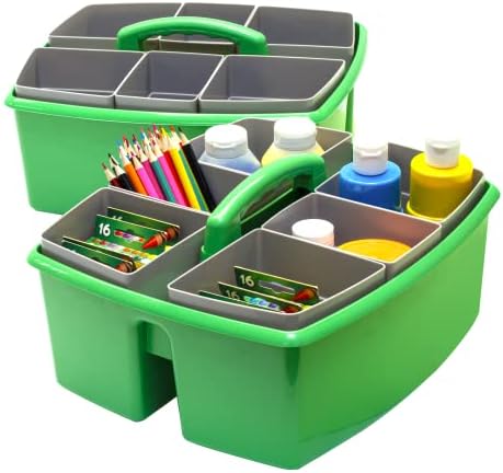 Storex Large Classroom Caddy with Cups, 13 x 11 x 6.575 Inches, Green, Case of 2 (00983U02C) by Storex