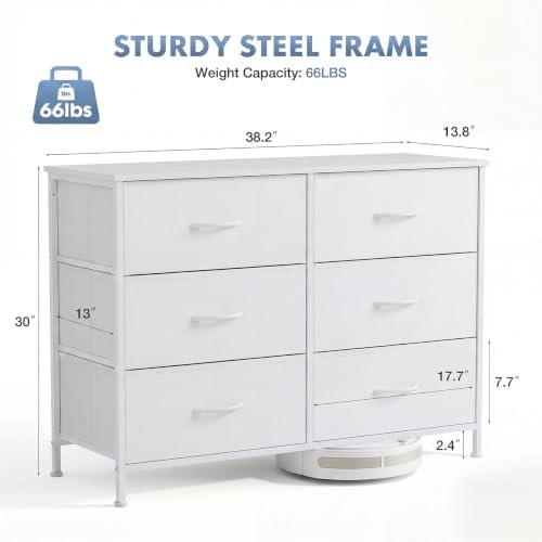 DUMOS 6 Drawer Dresser for Bedroom, Wide Storage Chest of Drawers Cabinet - Image 3