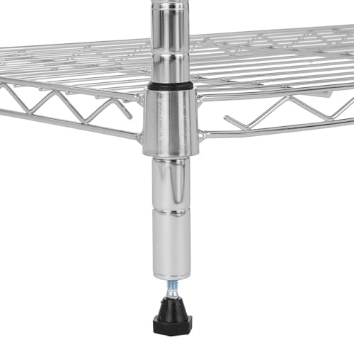 Amazon Basics 3-Shelf Adjustable Heavy Duty Steel Wire Shelving Rack with Chrome Finish, No-Tool Assembly, 250 lbs per Shelf, 23.2" L x 13.4" W x 30" H - Image 3