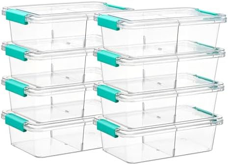 Vtopmart 8 Pack Clear Pencil Box with Removable Divider, BPA-Free Plastic Storage Containers for Pens, Pencils, Crayons, Markers, Craft Supplies and Small Items by Vtopmart