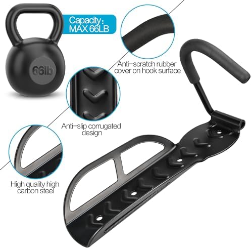 DkOvn 2 Pack Bike Rack Garage Wall Mount, Wall Mount Bike Rack with Screws, Heavy Duty Steel Vertical Bike Hook Holds Up to 66lb for Indoor Storage - Image 3