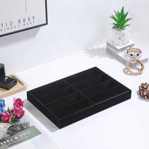 Coward Sunglass Organizer, Black Velvet Glasses Trays, Eyeglasses Watches Jewelry Display - Men Women (8 Grids) - Image 5