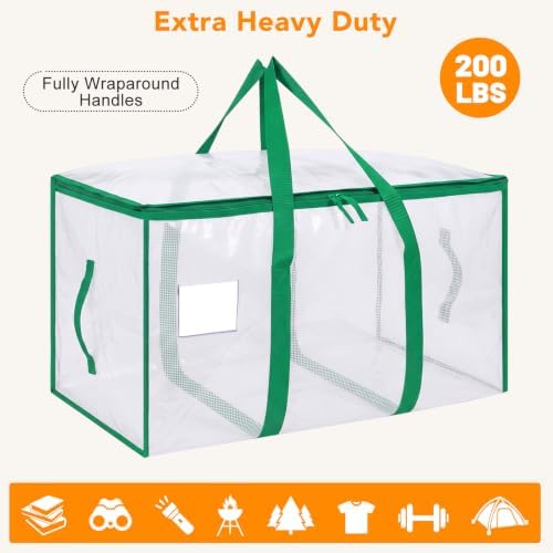 4 Pack 93L Extra Large Heavy Duty Clear Moving Bags 200LBS, Green Edges - Image 6