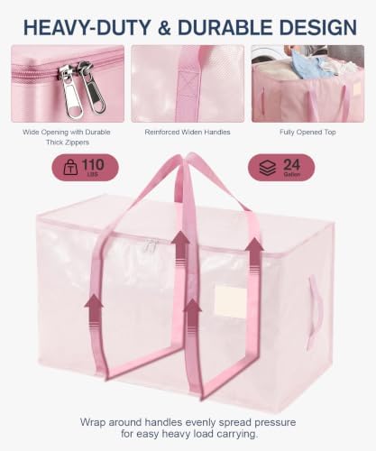Moving Bags Heavy Duty Extra Large 10-Pack, 110 LBS Load Storage Bag, Pink - Image 3