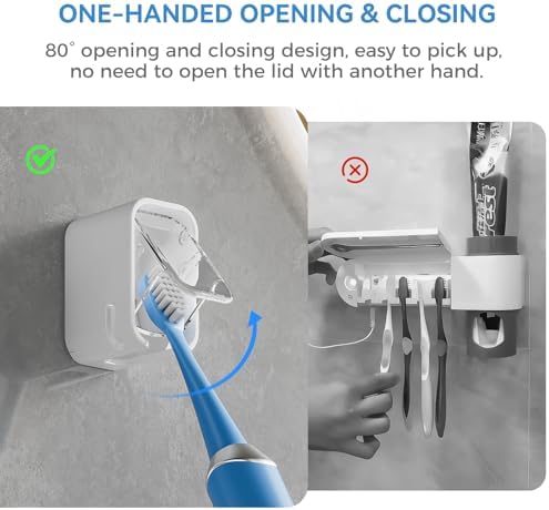 MOPMS Single Slot Toothbrush Holders Wall Mounted with Cover for Bathrooms - Image 4