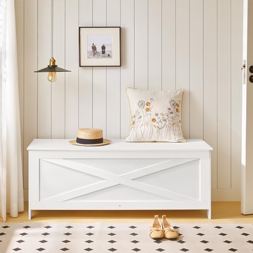 MAHANCRIS 47.2" Storage Chest with Lid, Storage Bench with Safety Hinges - Image 2