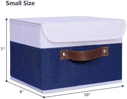 ANMINY Fabric Storage Box Bins with Lids, Blue White, 10"x8"x7", 4 Pack - Image 5