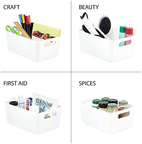 Isaac Jacobs 5-Pack Medium White Storage Bin Set (9.5" x 6.5"x 4") - Image 3