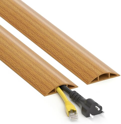 ZhiYo 4ft Floor Cord Cover, Cable Cavity 0.6" W x 0.32" H, Yellow Oak Wood by ZhiYo