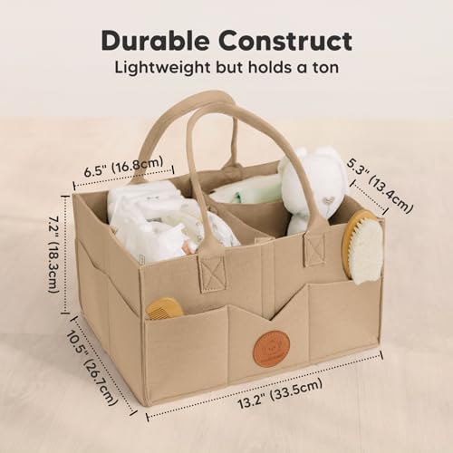 KeaBabies Baby Diaper Caddy Organizer with Handle, Portable (Taupe) - Image 3