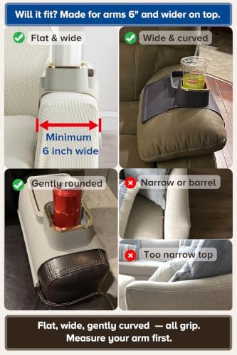 Elimiko Non-Slip Silicone Couch Cup Holder Tray for Sofa Arm (Warm Gray) - Image 3