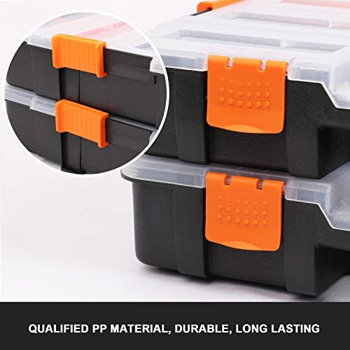 CASOMAN Tool Box Organizer Interlocking Black Small Parts Organizer for Fasteners and Crafts w/Removable Dividers (2 Piece Pack) - Image 5