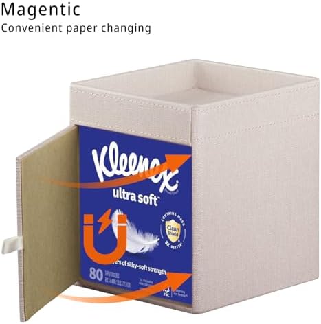 Square PU Leather Tissue Box Cover with Top Storage Tray,Tissues Dispenser - Image 4