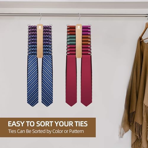ZEDODIER 2 Pack Tie Hanger, Tie Organizer for Closet, Holds 40 Ties - Image 6
