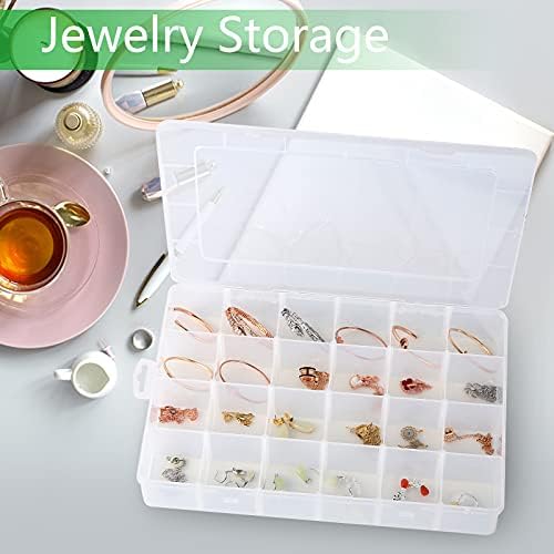 Gbivbe Large 24 Grids Plastic Organizer Box Adjustable Dividers,Clear Storage Box for Jewelry, Art DIY Crafts, Washi Tapes, Beads and Small Parts(2 Pack) - Image 5