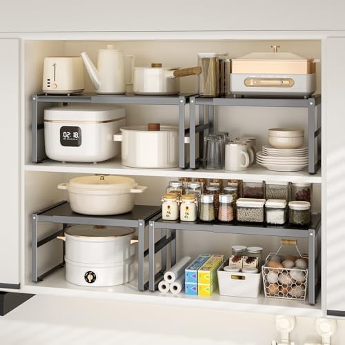 Expandable Kitchen Organizer Shelf, Cabinet Countertop Shelves - Image 4