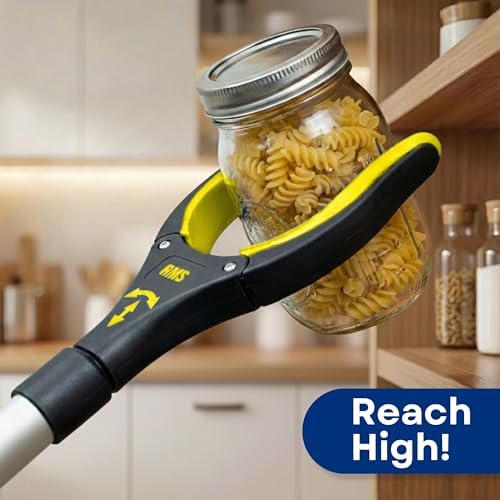 RMS 2-Pack 32 Inch Extra Long Grabber Reacher with Rotating Jaw (Yellow) - Image 3