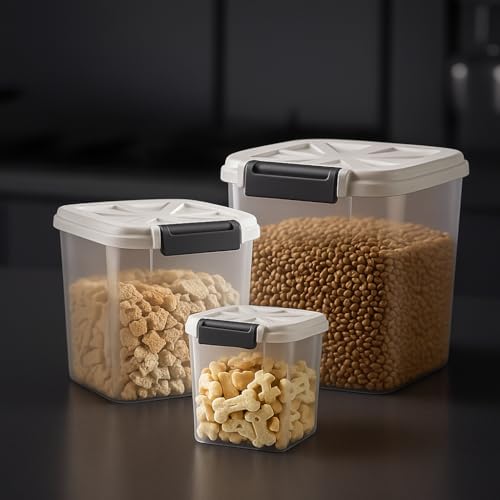 LivLab Mker 20 lb Stackable Pet Food Storage Containers, 3 Pack - Image 2