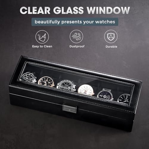 ProCase 6 Slots Watch Case Box for Men -AllBlack - Image 2