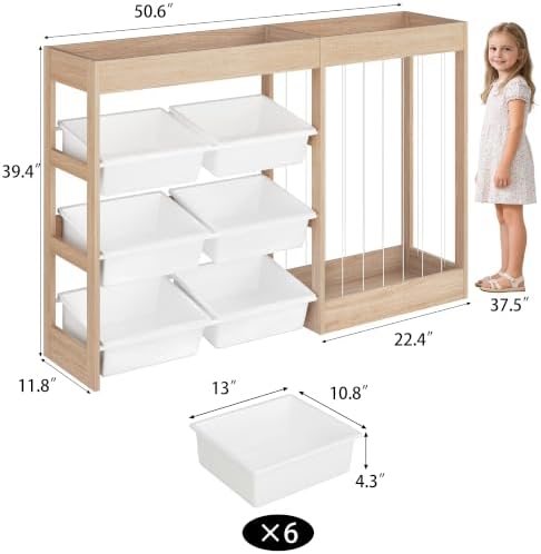 Kids Toy Storage Organizer with Stuffed Animal Holder, Wooden - Image 3