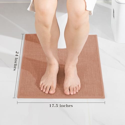 chakme Bathroom Rugs Mat U-Shaped 24x17, Ultra ThinNon Slip Bath Mat Small Quick Dry Absorbent Bath Matfor Bathroom Floor, (Dark Pink, U-24"x17") - Image 2