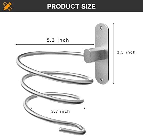 Bathroom Hair Dryer Holder Hair Care Tools Holder Wall Mount (Bright White) - Image 5