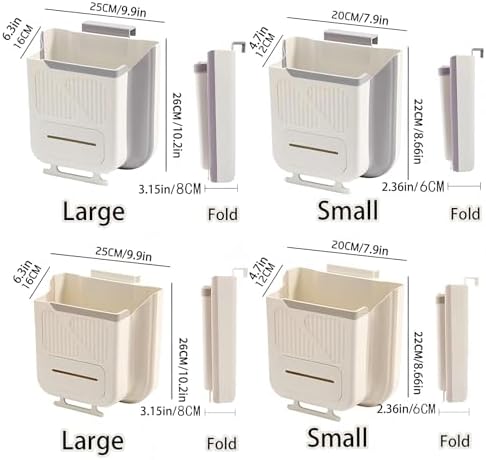 Hanging Trash Can for Kitchen Cabinet Door with 80 Garbage Bags, 2.7 Gallon Collapsible Trash Bin for Under Sink, Bathroom, Car, RV, Office (LargeGrey) - Image 6