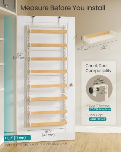 SONGMICS 8-Tier Over the Door Pantry Organizer, Adjustable Spice Rack - Image 5